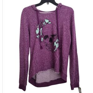 Volcom Purple Skull Graphic Women's Hoodie Size Large